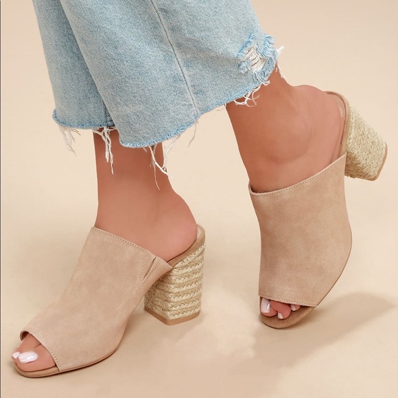 NIB Sky Blue Leather Jute Wrap Heel Slide Mule - Picture 4 of 5